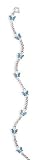 Sterling Silver Anklet w/6mm wide Blue Enamel Butterflies, 9 + 1 in Ext.