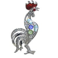 Childrens Toyshop  Jewelry : Silver Tone Rooster Animal Pin Brooch