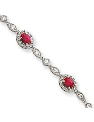 Sterling Silver Red and Clear CZ Bracelet