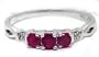 Genuine Ruby and Diamond 10K White Gold 3-Stone Ring 7