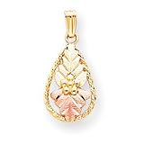 10k Black Hills Gold Solid Leaf and Flower Pendant