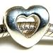 Open Heart Silver Plated Charm Bead for Pandora/Troll/Chamilia Style Charm Bracelet