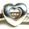 Believe Beads ©Open Heart Silver Plated Charm Bead for Pandora/Troll/Chamilia Style Charm Bracelet