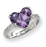 Sterling Silver Heart Purple CZ (Cubic Zirconia) Ring
