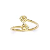 Jewelry : Solid 14K Yellow Gold .06 Carat Genuine Diamond Hearts Toe Ring