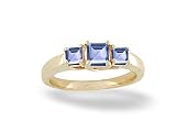 14K Yellow Gold Genuine Square Tanzanite 3-Stone Ring