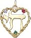 Chai (Hebrew Letter) in Open Heart Frame, 14K Gold Charm