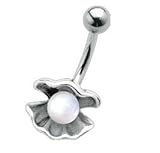 Clamshell with Pearl Belly Button Ring