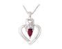 Ruby and Diamond Ribbon Heart Pendant in 14K White Gold