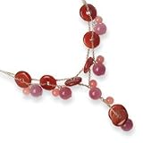 Sterling Silver Cherry & Lavender Quartz And Carnelian Necklace - 16 Inch