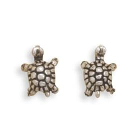 Oxidized Turtle Stud Earrings (Free Shipping)