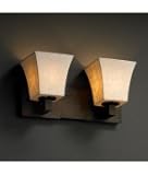 IMAGE OF Justice Design Group POR-8822-40-LEAF-DBRZ Modular Limoges 2 Light Bath Vanity Light in Dark Bronze with Leaf glass