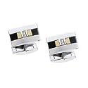 Diamond, 18K Yellow Gold and Titanium Cuff Links in Stainless Steel