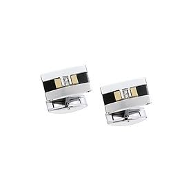Diamond, 18K Yellow Gold and Titanium Cuff Links in Stainless Steel by 