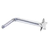 Solid 14KT White Gold Star L-Shaped Nose Ring - 20 Gauge