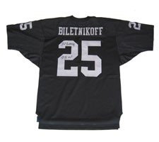 Fred Biletnikoff Autographed/Hand Signed Authentic Oakland Raiders Old Style Black Jersey signed wit