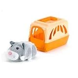 Hamster Travel Carrier Cream Orange with Grey Hamster "Nipper" with Handle and Door - Fits 2 Zhu Zhu Pets