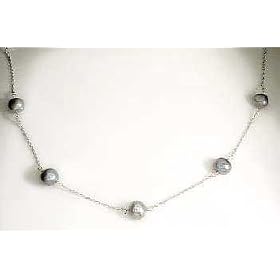 14k Freshwater Cultured Black Pearl Necklace - Choice 16-inch by JewelryWeb
