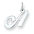 Sterling Silver Small Fancy Script Initial A Charm with 20 inch Sterling Silver Chain