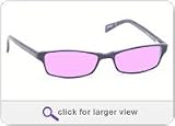 COMPUTER GLASSES WITH PINK POLYCARBONATE DOUBLE SIDED ANTI-REFLECTIVE COATING, SCRATCH COATING AND UV PROTECTION - EBONY/GREY PLASTIC FRAME - 53-17-140.