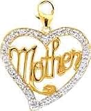 Mother In Heart, 14K Gold Diamond Charm