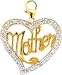 Mother In Heart, 14K Gold Diamond Charm