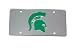 Michigan State Spartans License Plate Head Silver