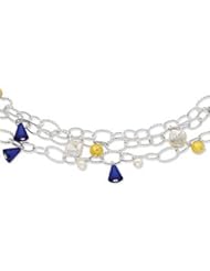 Sterling Silver 3 Strand Murano Glass & Cultured Pearls Necklace - QH2420-18"