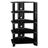 Bush Furniture AD11840-03 Audio Tower High Gloss Black / Bright Silver Finish