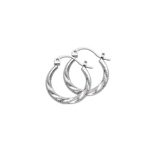14kt. White Gold, Swirl Hoop Earrings by 