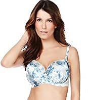 Rosie for Autograph Damask Rose Print Lace Padded Plunge DD-G Bra with Silk