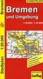 Bremen und Umgebung 1 : 20 000. Stadtplan.