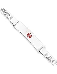 Sterling Silver Non-enameled Medical ID Anchor Link Bracelet
