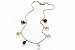 14K White Gold Beaded Diamond Cut 10 Anklet Bracelet, with Multi-Colored Dangling Drop Semi-Precious Stones