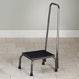 Clinton Economy Step Stool with Hand Rail, Silver Texture, 2/bx