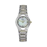 Pulsar Ladies Crystal-Accented Dress Watch- Silver with Gold Accents by Pulsar