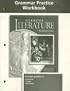 Glencoe Literature Grade 11, American Literature, Grammar Practice Workbook