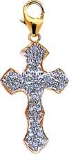 Cross, 14K Yellow Gold Diamond Charm