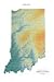 Indiana Topographic Wall Map by Raven Maps, Print on Paper (Non-Laminated)
