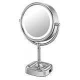 Lighted Recessed Base Vanity Stand Mirror (Chrome) (17H x 12W x 6.5D)