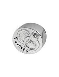 Wedding Bands Forever Sterling Silver Charm Bead w/ Cz Fits Most Brands of European Bead Bracelets
