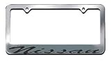 Nissan Script Chrome License Plate Frame with 2 free caps
