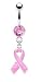 Jewelry : Pink Ribbon Belly Button Ring