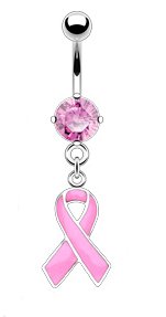 Childrens Toyshop  Jewelry : Pink Ribbon Belly Button Ring