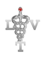 NursingPin - Licensed Vet Tech LVT Lapel Pin with Ruby in Silver