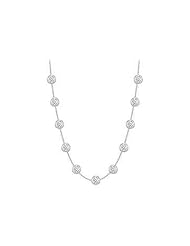 Diamond By The Yard Bezel Set Necklace with Three Carat Diamonds in 18K White Gold