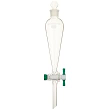 Chemglass CG-1742-02 Glass Squibb Style Separatory Funnel, with 2mm PTFE Stopcock, 60mL Capacity