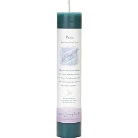 Crystal Journey Reiki Charged Herbal Magic Pillar Candle - PEACE - Made with Aromatherapy Essential Oils of Vanilla, Clove, Myrrh, Ginger Root, and Caraway Seed