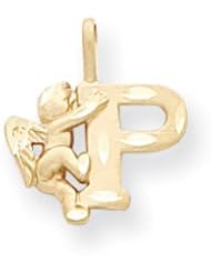 14k Yellow Gold Angel Initial P Charm. Gold Weight- 1.12g.