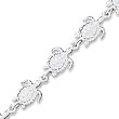 Sterling Silver Sea Turtles Bracelet - 7 Inch